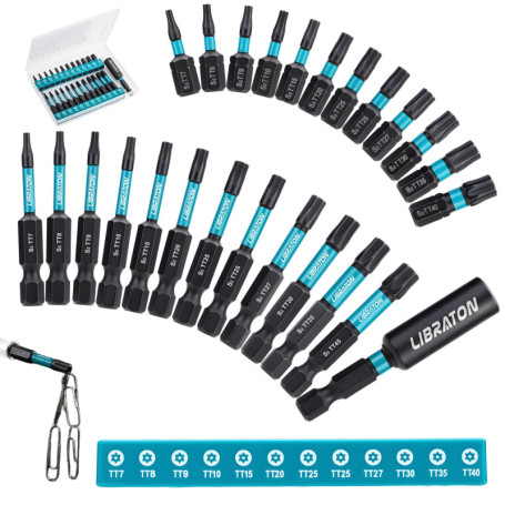 Lot de 25 Embouts Torx de Sécurité avec Rangement Magnétique - LIBRATON