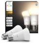 Philips Hue Ampoule Connectée A60 LED - Pack de 2, Lumière Blanche Chaude 2700K