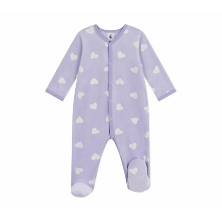 Pyjama Bébé en Velours Imprimé Cœurs - Petit Bateau