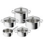 Batterie de Cuisine Tefal Duetto 9 Pièces en Inox avec Couvercles en Verre
