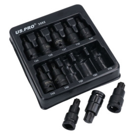 Ensemble de 10 douilles Torx mâles à choc AB Tools T20-T70