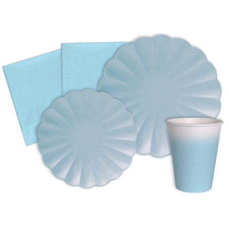 Kit Vaisselle de Fête Écologique Flower Shape pour 24 Personnes - 112 Pièces