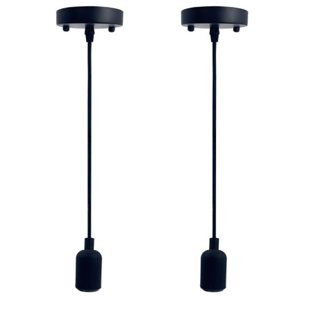 Suspension Lampe Métal Noir E27 avec Cordon de 100 cm