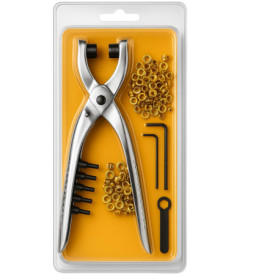 Pince Manuelle avec 100 Œillets en Laiton à Sertir - Kit Complet pour Fixation et Décoration