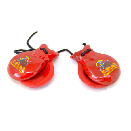 Petites castagnettes en bois de pin rouge - 6 cm