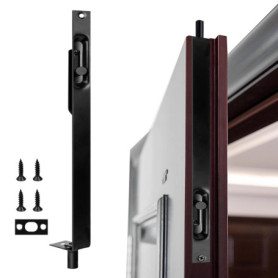 Verrou de Porte Boulon Affleurant Noir avec Double Sécurité