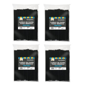 Lot de 1000 pailles en papier noir pour fêtes et anniversaires