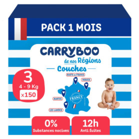 Couches Bébé Taille 3 Carryboo - Ultra Absorbantes et Saines - 150 Couches