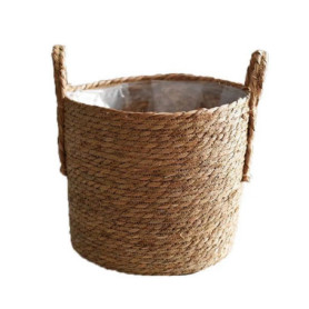 Pot de Fleurs en Jonc de Mer Tissé à la Main - 25 cm - Idéal pour Jardin et Balcon