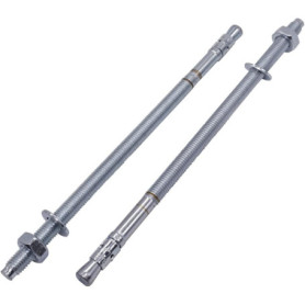 Lot de 2 chevilles d'ancrage en métal plaqué zinc M10 x 230 mm