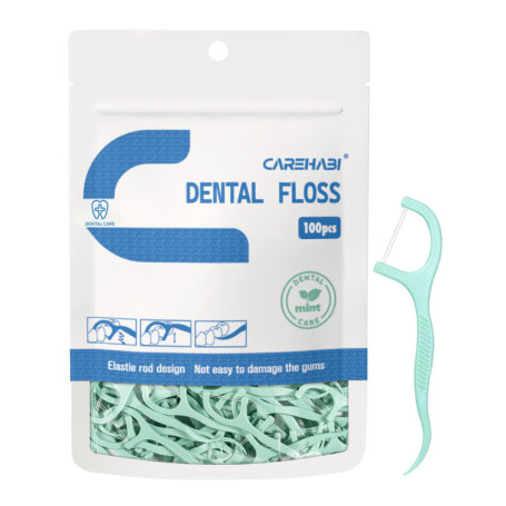 Fil Dentaire à Deux Brins Mentholé avec Manche - 100 Unités