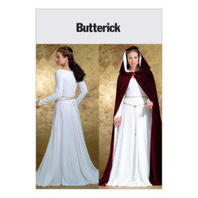 Patron de Couture Butterick pour Robe et Cape Femme - Blanc Cassé, Tailles 34-40