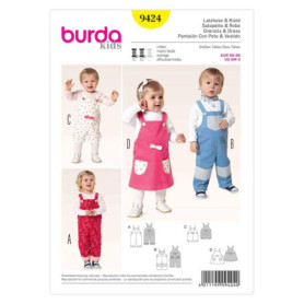 Patron de Couture Burda B9424 pour Salopette et Robe Bébé