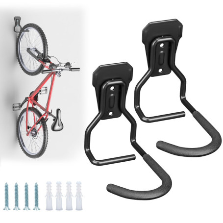 Support de Vélo Mural Euqvunn - Crochets Robustes pour Garage et Intérieur, Lot de 2