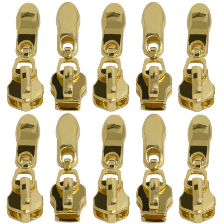 Lot de 10 curseurs dorés N°4 pour fermeture éclair - AERZETIX