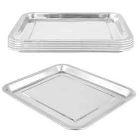Lot de 6 Plateaux de Service Rectangulaires en Acier Inoxydable - 32 x 27 cm
