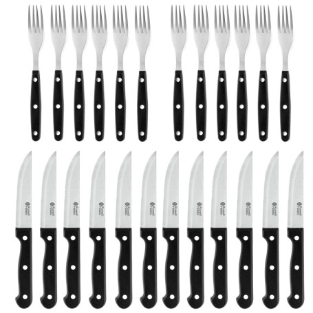 Russell Hobbs Ensemble de 24 Couteaux et Fourchettes à Steak - Service pour 6 en Acier Inoxydable Noir