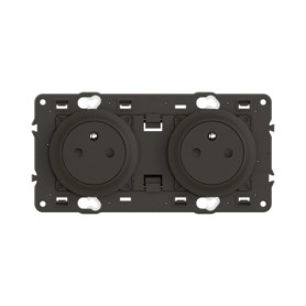 Prise Électrique Double Céliane Noir avec Terre - Legrand