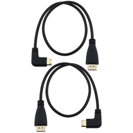 Câble Mini HDMI vers HDMI 50cm avec Angles à 90 Degrés - 2pcs