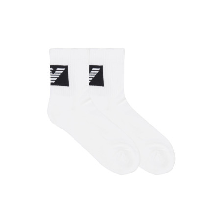 Lot de 2 Chaussettes Basses Emporio Armani en Éponge pour Homme - Blanc