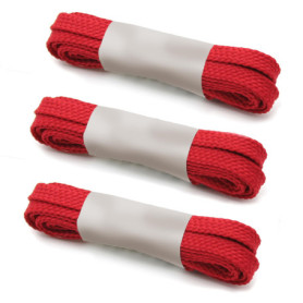 Pack de 3 Lacets Plats Rouges pour Baskets et Bottes - 1200 x 5 mm