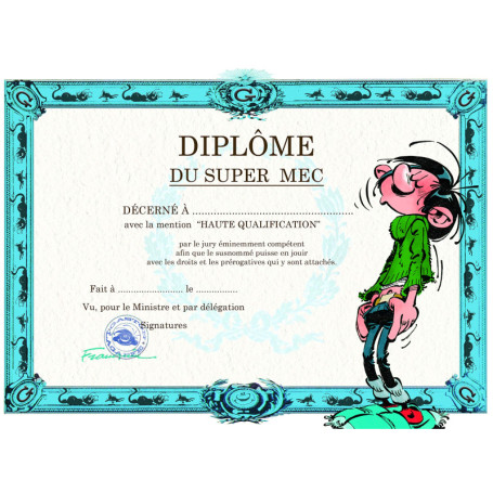 Carte Diplôme du Super Mec Gaston Lagaffe avec Enveloppe - Idéal pour Garçon et Ami