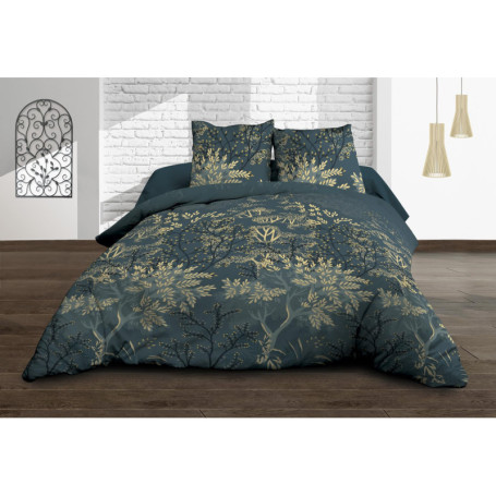 Ensemble Housse de Couette 220x240 et Taies en Pur Coton Hevea Vert