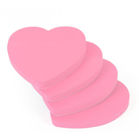 Lot de 4 blocs-notes adhésifs en forme de cœur rose pastel - 100 feuilles chacun