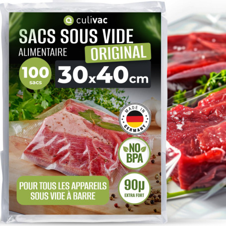 Culivac - 100 Sacs Sous Vide Alimentaire 30x40cm pour Conservation et Cuisson