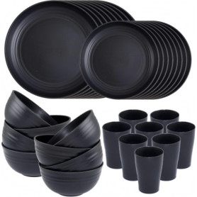 Service de Vaisselle en Plastique Incassable - 32 Pièces KAHEIGN