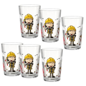 Set de 6 verres pour enfants - Motif Pompier Bernie