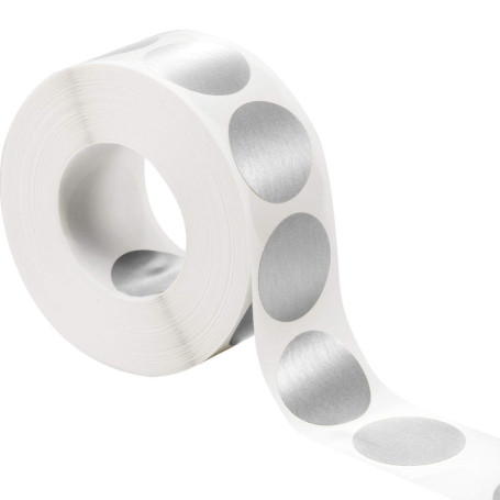 Pack de 1000 Étiquettes Autocollantes à Gratter Rondes Argentées