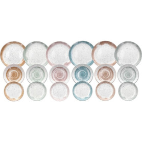 Service de Vaisselle Tognana Sienna pour 6 Personnes - 18 Pièces en Porcelaine Multicolore