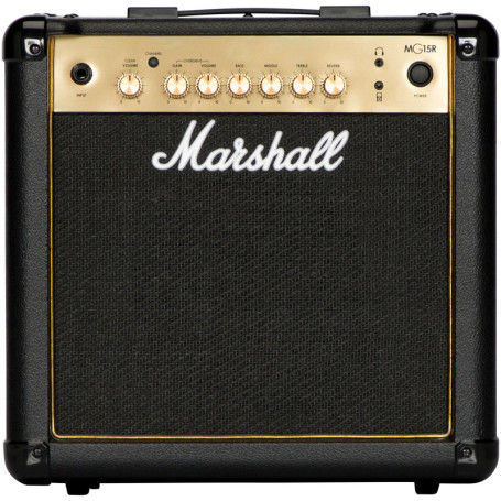 Amplificateur Marshall MG15GR pour Guitare Électrique avec Réverbération - Noir et Doré