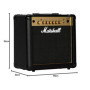 Amplificateur Marshall MG15GR pour Guitare Électrique avec Réverbération - Noir et Doré
