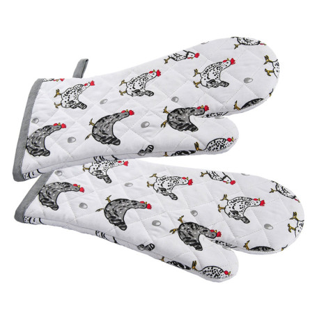 Gants de Four Anti Chaleur Poule Imprimé - 100% Coton - Spotted Dog Gift Company