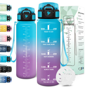 Gourde Sport Motswedi 1L Anti-Fuite avec Marqueur de Temps - Bleu Violet