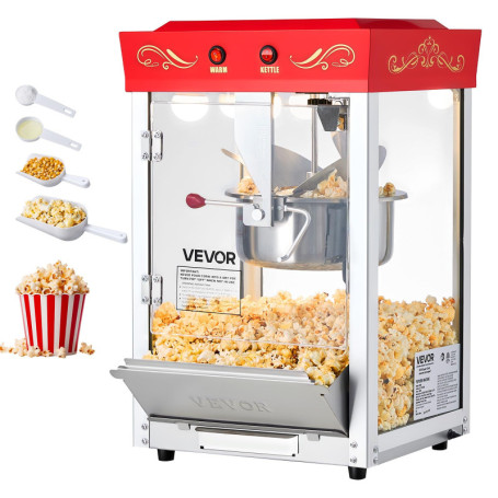 Machine à Pop Corn VEVOR 800 W avec Bol en Inox et Éclairage LED