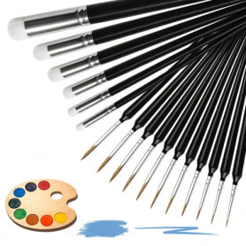 Set de 17 Pinceaux Fins Professionnels pour Peinture Acrylique et Aquarelle