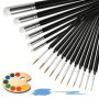 Set de 17 Pinceaux Fins Professionnels pour Peinture Acrylique et Aquarelle