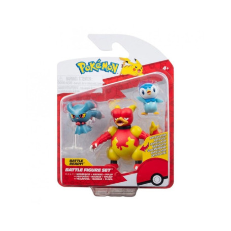 Pack de Figurines Pokémon 3 en 1 - Tiplouf, Feuforêve, Magmar