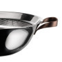 Wok en Trilaminé Alessi avec Couvercle en Acier Inoxydable - Marron