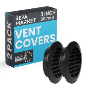 Lot de 2 grilles d'aération noires 80 mm avec écran en maille - Repa Market