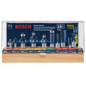 Lot de 10 fraises à défoncer professionnelles Bosch 1/2" et 1/4"