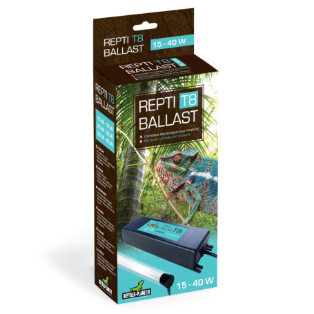 Ballast Électronique Reptiles Planet pour Tube Fluorescent T8 - 15 à 40 W, Noir