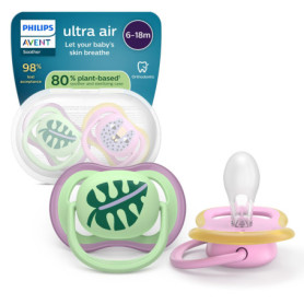 Sucettes Orthodontiques Ultra Air Philips Avent pour Bébés 6-18 Mois - Lot de 2 avec Étui