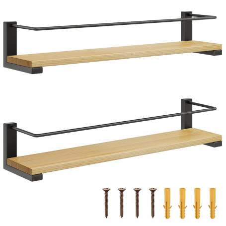 Lot de 2 étagères murales en bois pour épices - Organisateur de cuisine