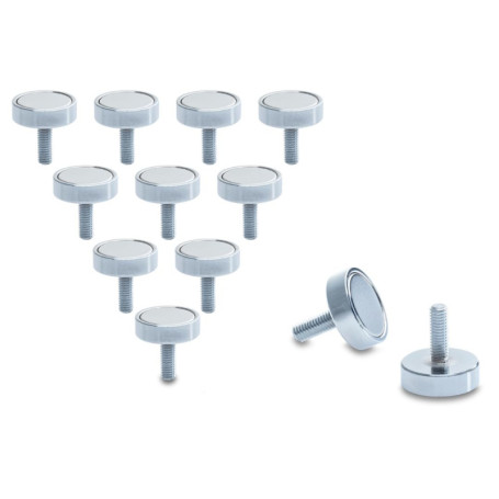 Pack de 12 Aimants en Néodyme avec Tige Filetée - Force 9 kg
