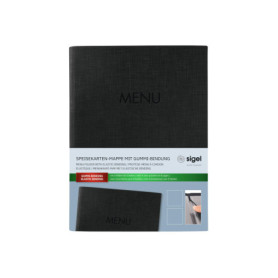 Protège-menu élégant A5 avec pochettes transparentes - Noir