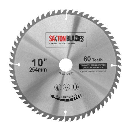 Lame de Scie Circulaire Saxton TCT 254 mm pour Bois - 60 Dents